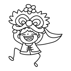 hand drawing cartoon character Happy Chinese New Year