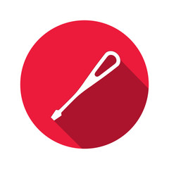 Tool icon. Screwdriver, turnscrew instrument. Industrial, fixing, support hardware service symbol. White sign on round red flat button. Vector  