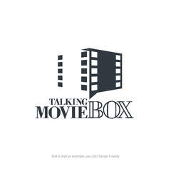Talking Movie Box logo design. Minimal vector illustration.