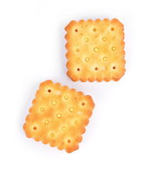 Cheese cream cracker isolated on white background.