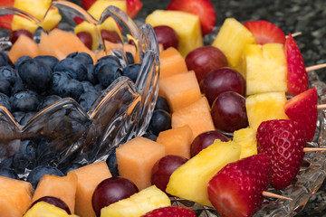 Fresh fruit tray on a crystal platter