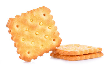 Cheese cream cracker isolated on white background.