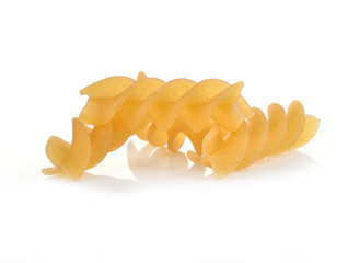 yellow pieces of macaroni isolated on white background
