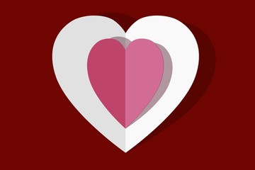 Valentine's day abstract background with cut paper heart.