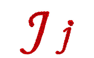 Rose alphabet - Alphabet letter J and j made from red rose bloss