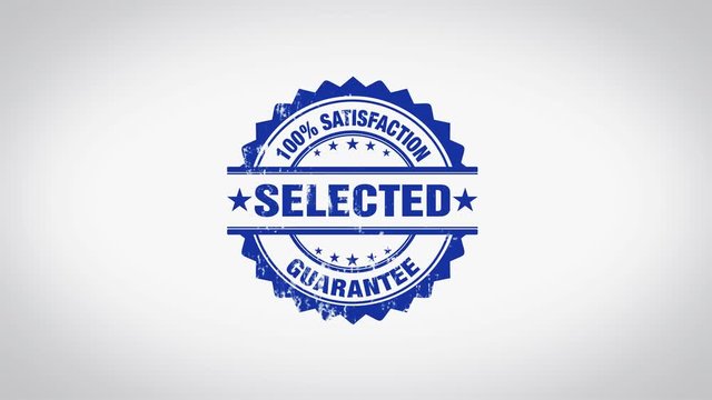 "Selected" 3D Animated Round Wooden Stamp Animation
