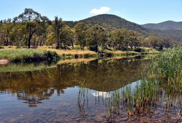 Australian Snowy Mountains in summer. Snowy River scenery in the Alpine National Park.