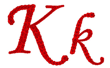 Rose alphabet - Alphabet letter K and k made from red rose bloss