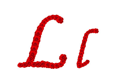 Rose alphabet - Alphabet letter L and l made from red rose bloss