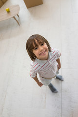 Child inside interior of modern home