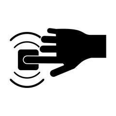 silhouette hand touch button wifi graphic vector illustration eps 10