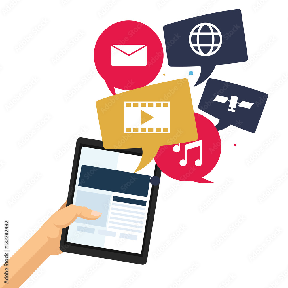 Poster mobile applications technology communication web vector illustration eps 10