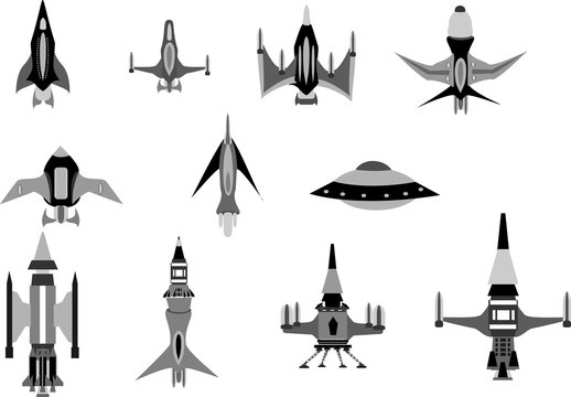 Space ships vector set icons