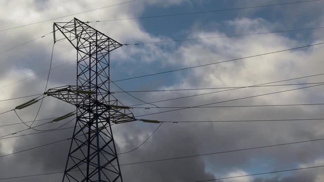 High-Voltage Power Lines. Time Lapse