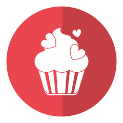 cup cake love hearts shadow vector illustration eps 10