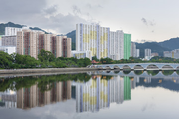 Fototapeta na wymiar Residential buildings in Hong Kong city