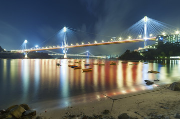 Fototapeta na wymiar Ting Kau Bridge and Tsing Ma Bridge in Hong Kong