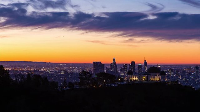 Los Angeles Sunrise With Griffith Observatory Timelapse