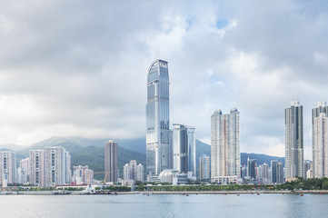 Fototapeta na wymiar Panorama view of Harbor of Hong Kong City