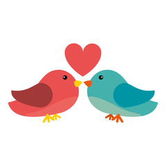 couple bird heart loveling vector illustration eps 10