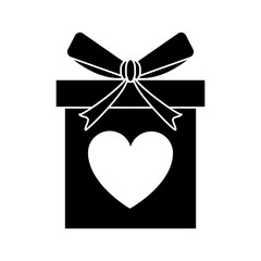 silhouette love gift box bow wrapped vector illustration eps 10