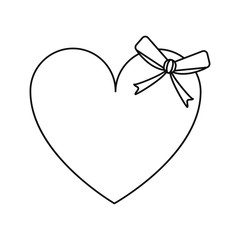 cute love heart passion with bow line vector illustration eps 10