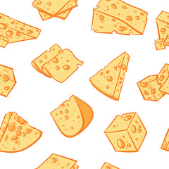 Cheese pattern including seamless on white background. Hand draw