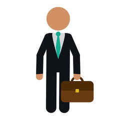 character business man with suit portfolio vector illustration eps 10