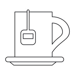 cup tea hot break office work outline vector illustration eps 10