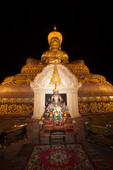 Night Scenes of Large outdoor Phra Phuttha Maha Thammaracha Buddha.