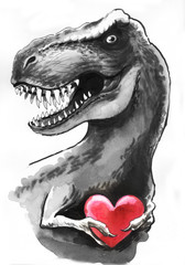 Naklejka premium T Rex with heart