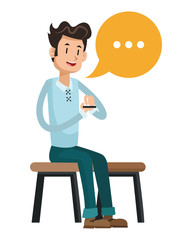 man sit message chatting social media vector illustration eps 10