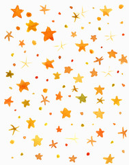 Abstract vector and watercolor yellow stars