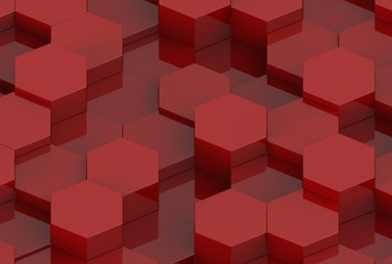 Red Hexagon Background Texture. 3d render