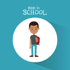 back to school student afro boy red backpack vector illustration eps 10