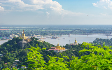 Panoramic view of Sagaing city, Mandalay, Myanmar