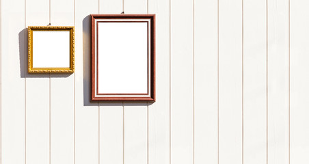 wooden wall with photo frame