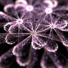 abstract fractal flower make with particles 3D illustration