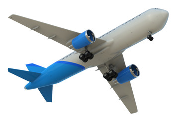 white and blue mock up plane