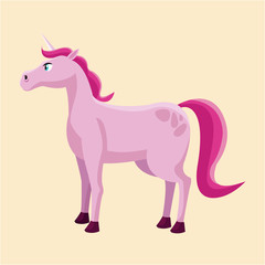 pink unicorn tale princess fantasy vector illustration eps 10