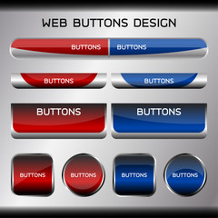 Set of web button design, vector illustration