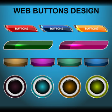 Set of web button design, vector illustration
