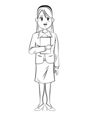 woman business worker standign sketch vector illustration eps 10