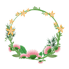 romantic flower round frame wreath vector illustration eps 10