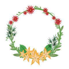 yelllow flower round frame wreath gorgeous vector illustration eps 10