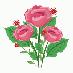 pink roses bunch floral decorative vector illustration eps 10
