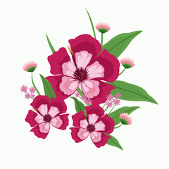 red and pink flower branch bouquet vector illustration eps 10