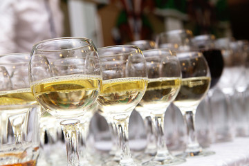 Glasses of white wine at the Banquet