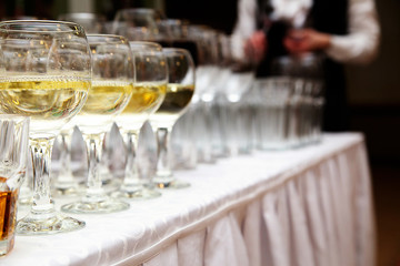 Glasses of white wine at the Banquet