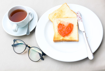 Coffee breakfast set with bread